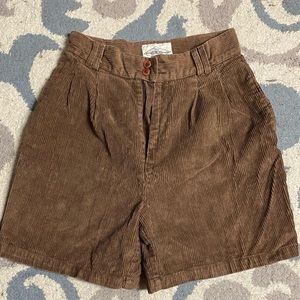 Brown High-Waisted Corduroy Shorts